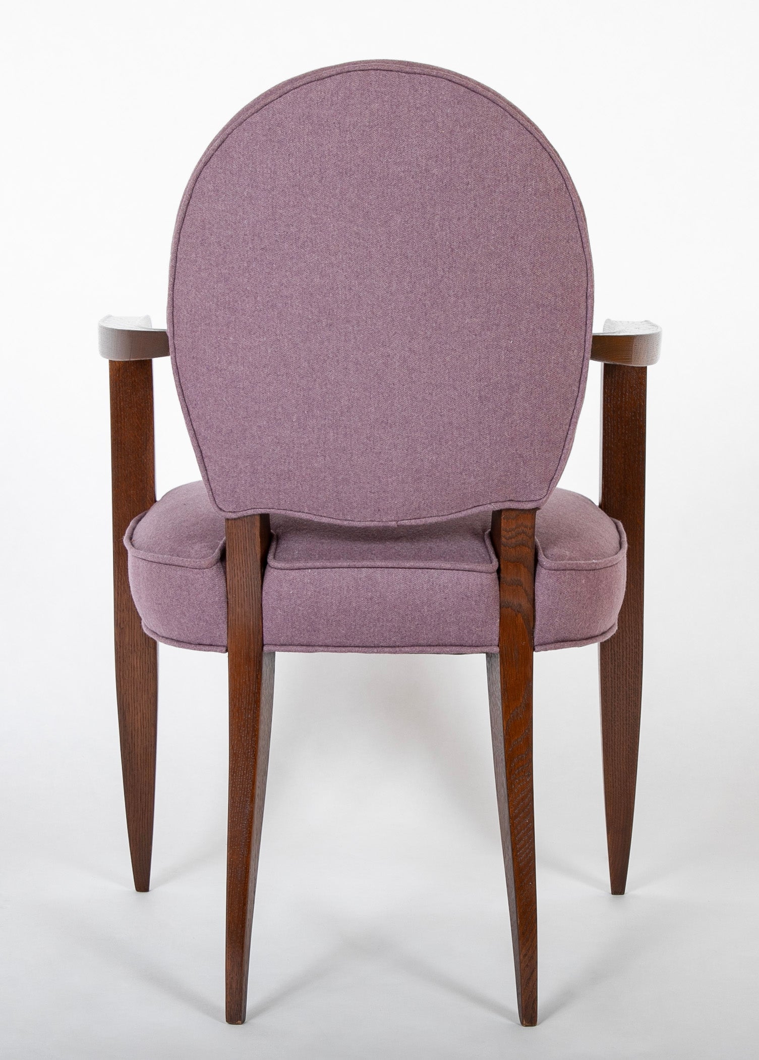 A Mid-Century Stained Oak Open Arm Armchair Attributed to Jean Pascaud