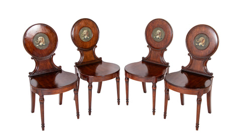 Set of Four English Regency Mahogany Hall Chairs