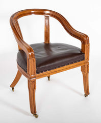 Pair of English Oak Tub Chairs with Upholstered Seats