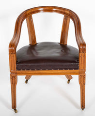 Pair of English Oak Tub Chairs with Upholstered Seats