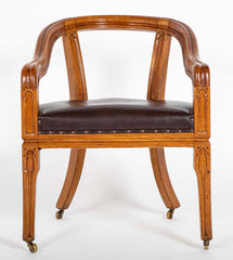 Pair of English Oak Tub Chairs with Upholstered Seats