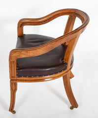 Pair of English Oak Tub Chairs with Upholstered Seats
