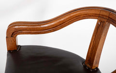 Pair of English Oak Tub Chairs with Upholstered Seats