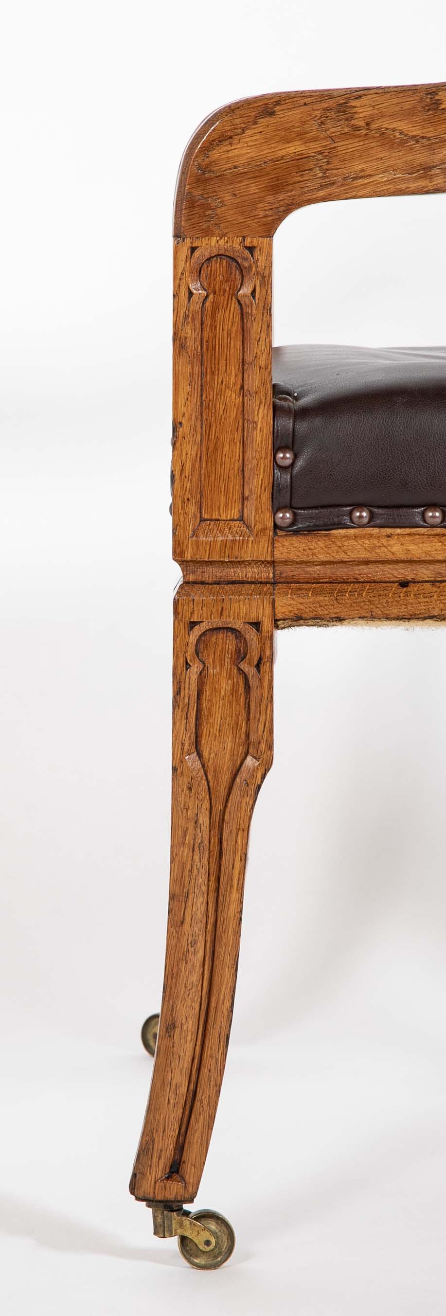 Pair of English Oak Tub Chairs with Upholstered Seats
