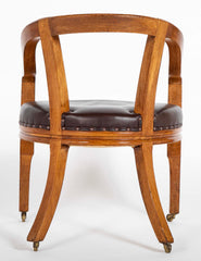 Pair of English Oak Tub Chairs with Upholstered Seats