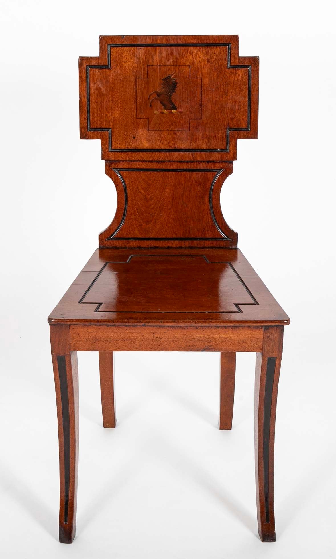 Pair of English Regency Period Mahogany Hall Chairs