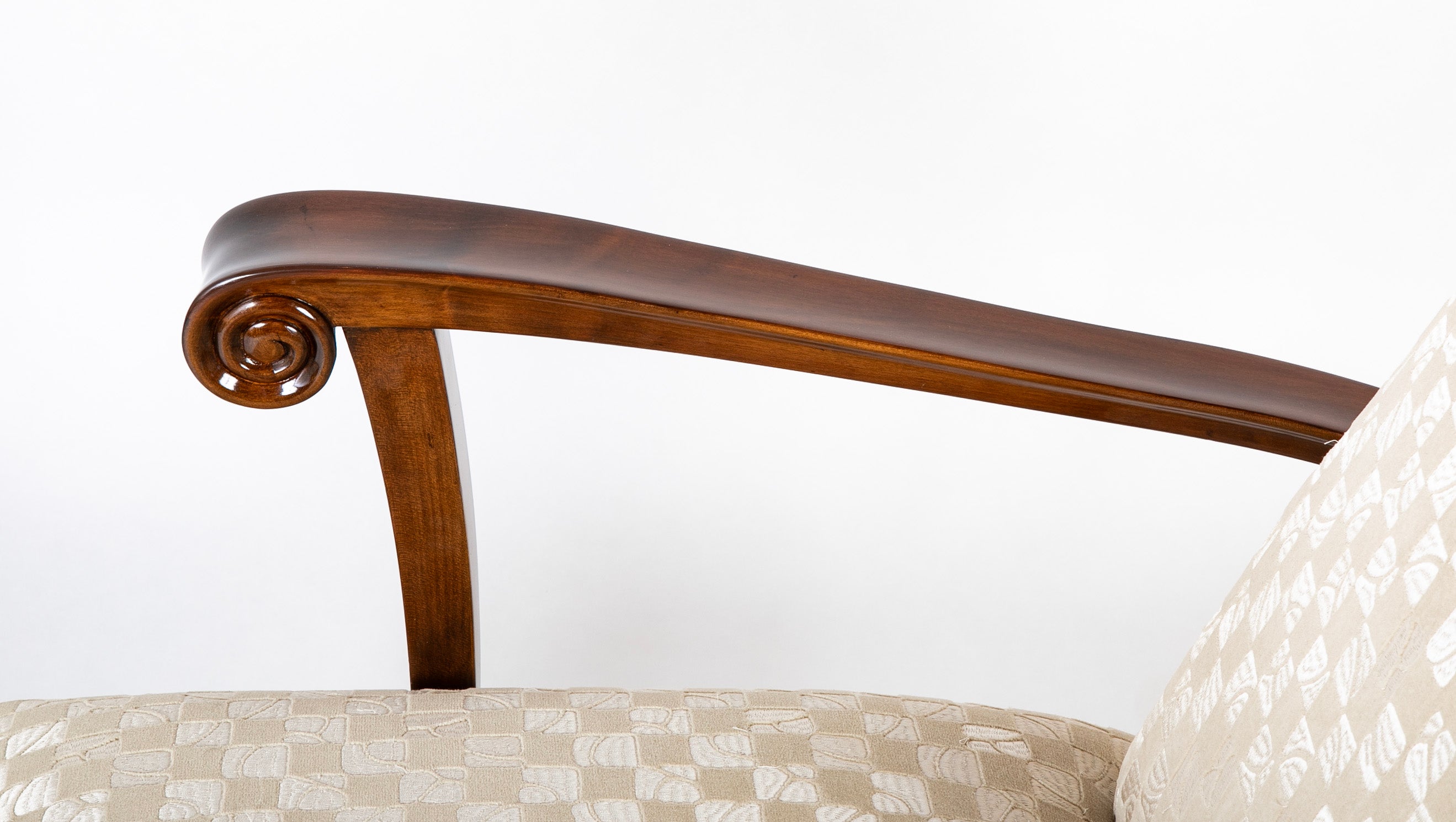 Pair of French Mahogany Upholstered Armchairs with Bronze Sabots