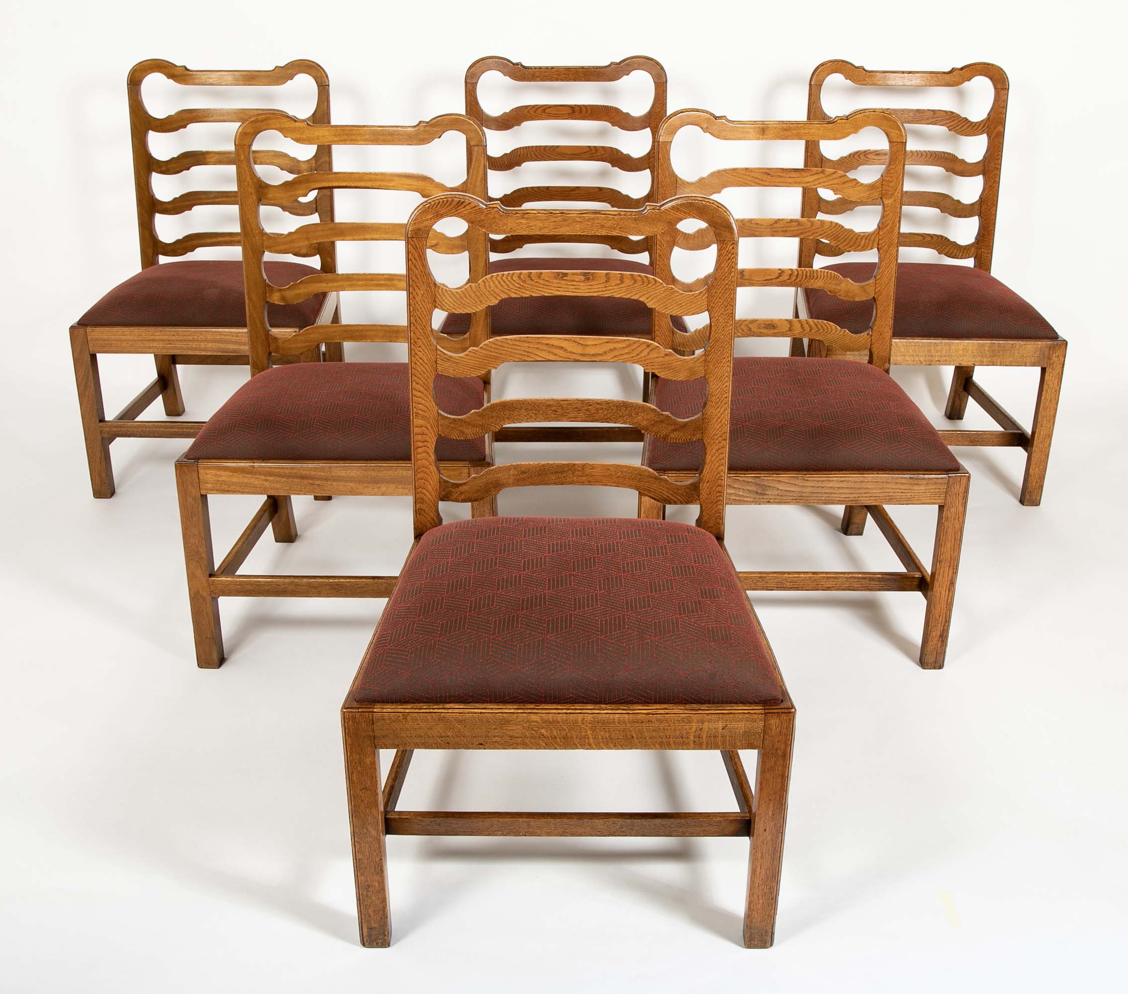 Set of 6 Oak Ladderback Chairs by Whytock & Reid of Edinburgh