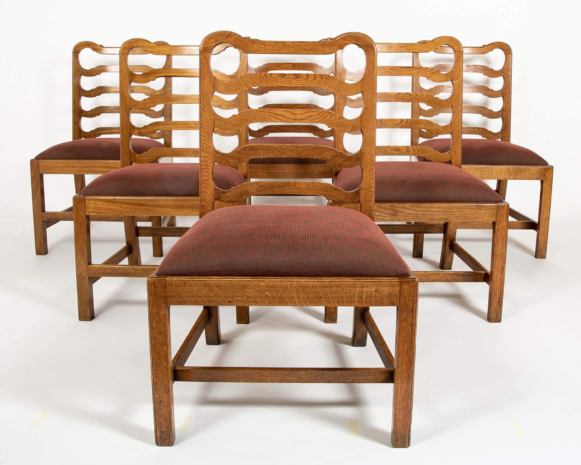 Set of 6 Oak Ladderback Chairs by Whytock & Reid of Edinburgh