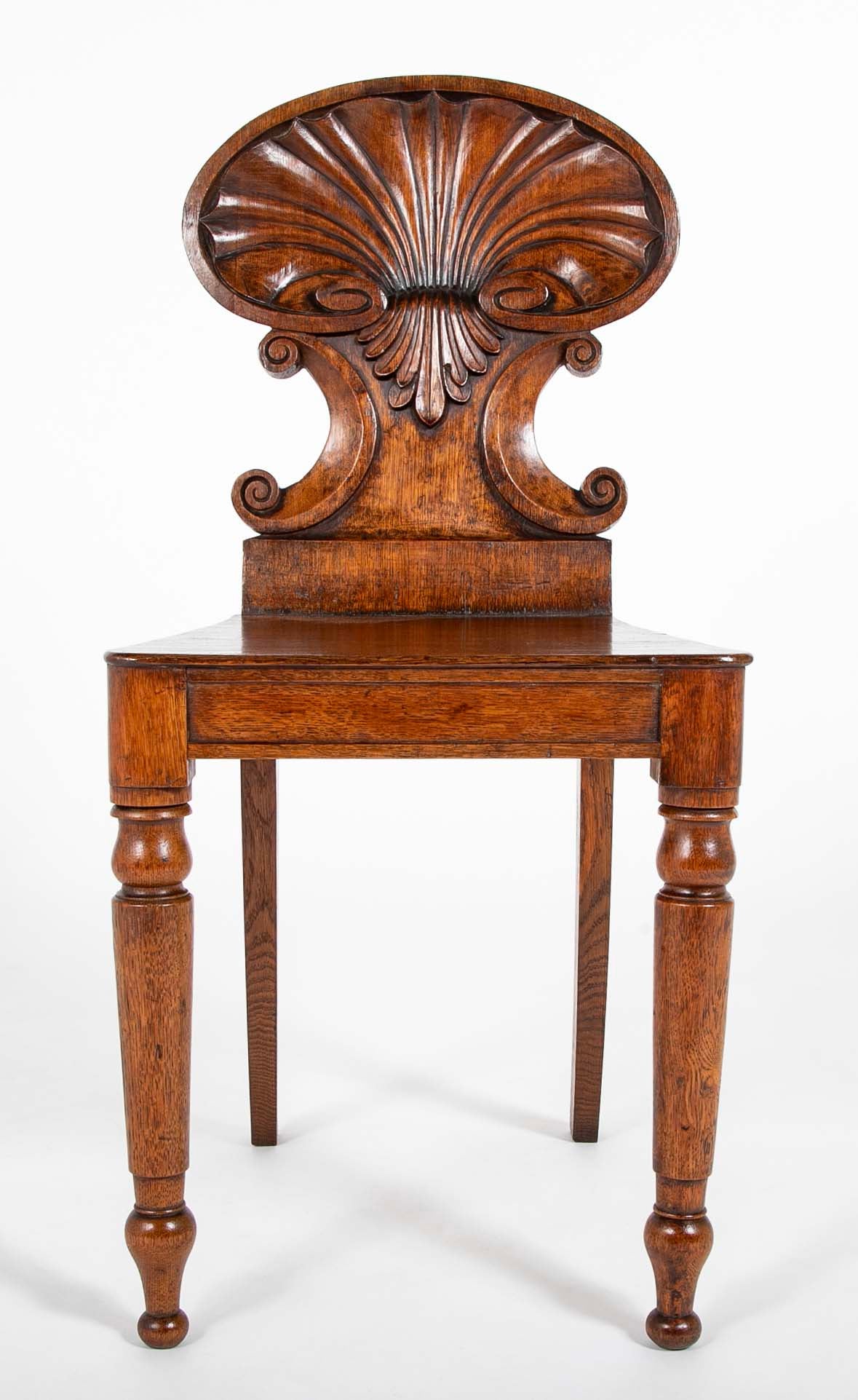Pair of English Oak Regency Hall Chairs