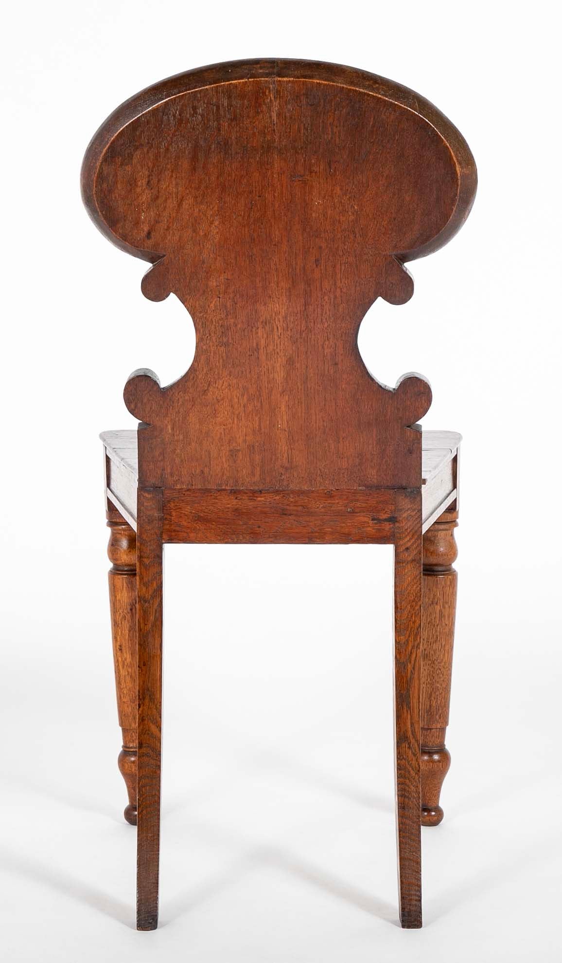 Pair of English Oak Regency Hall Chairs