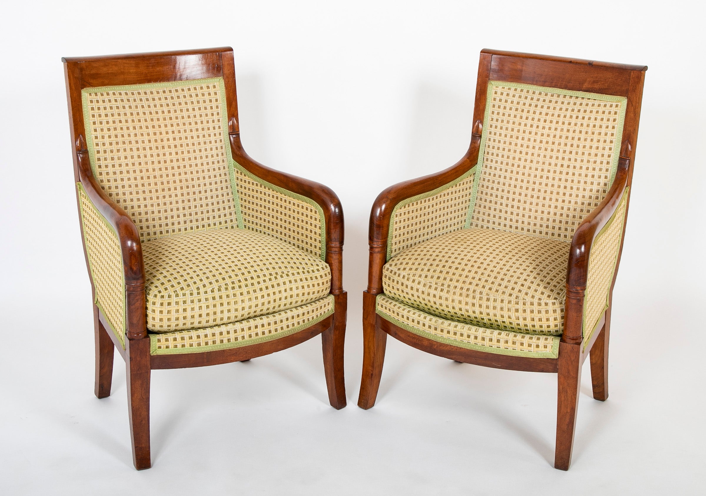 Pair of Mid 19th Century French Mahogany Bergeres
