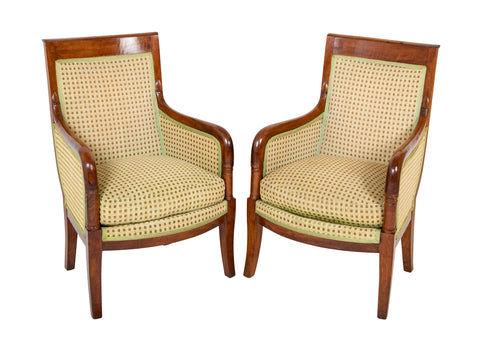 Pair of Mid 19th Century French Mahogany Bergeres