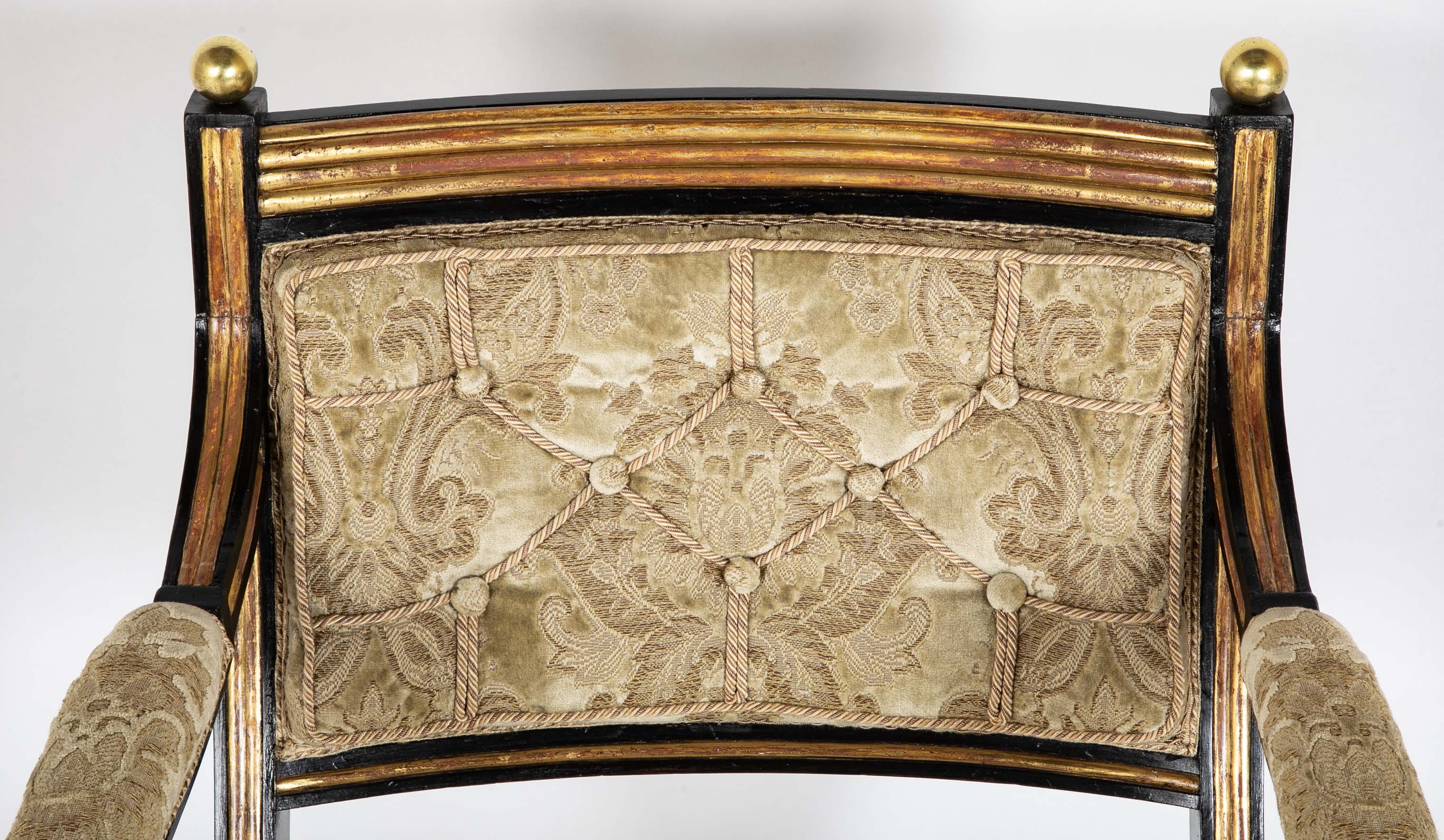 Pair of Regency Painted and Parcel Gilt Armchairs