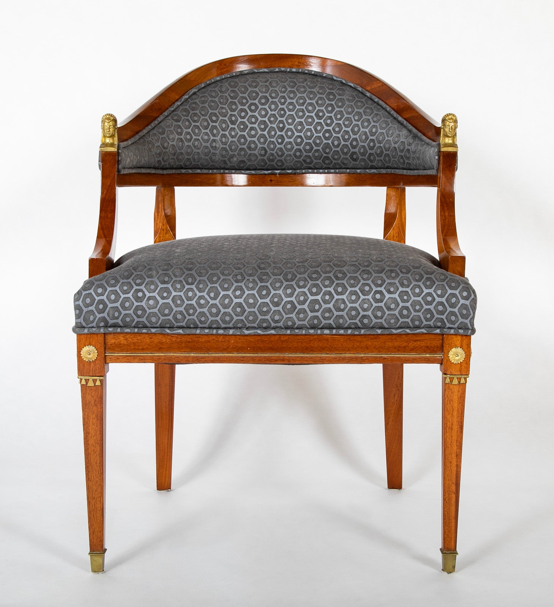 Pair of Danish Neoclassical Ormolu Mounted Mahogany Armchairs