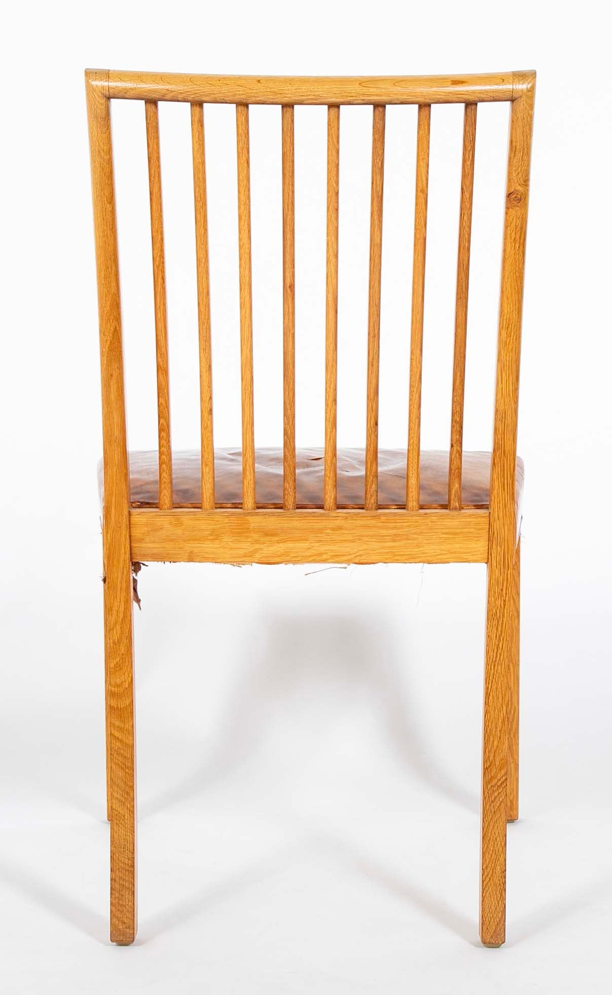 A Pair of Danish Oak and Leather Chairs Attributed to Kaj Gottlob
