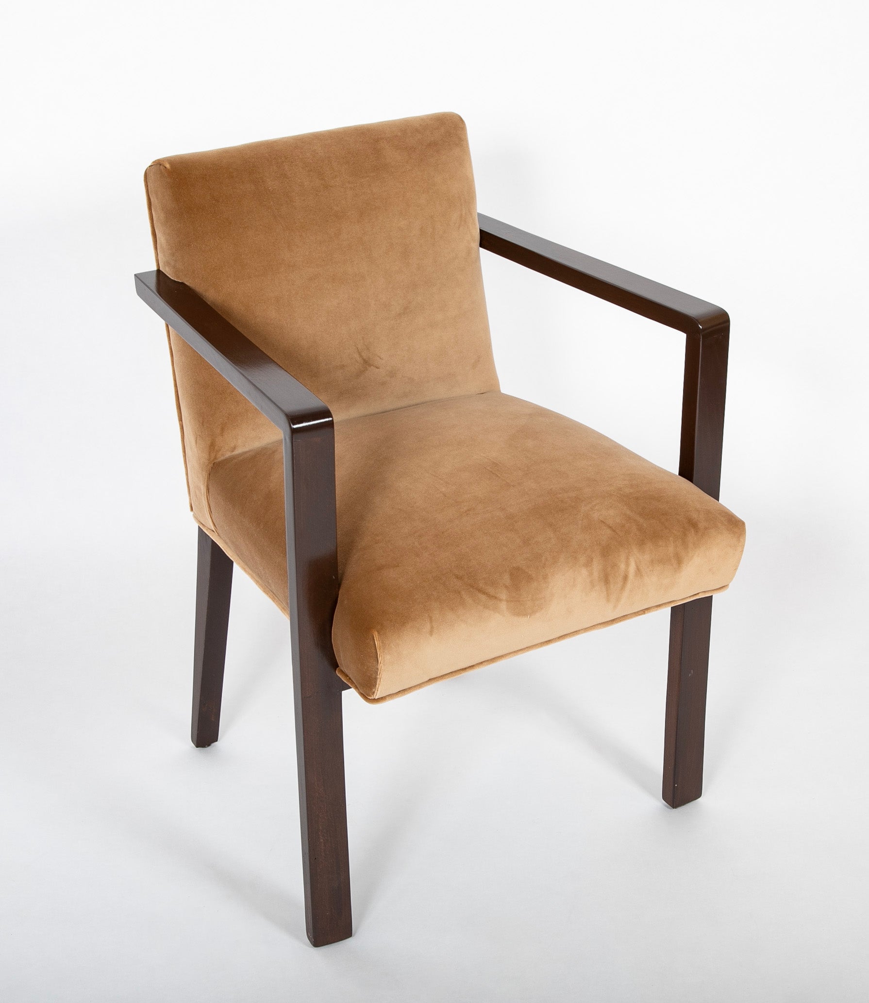 A Pair of 1940's French Armchairs in Tan Velvet