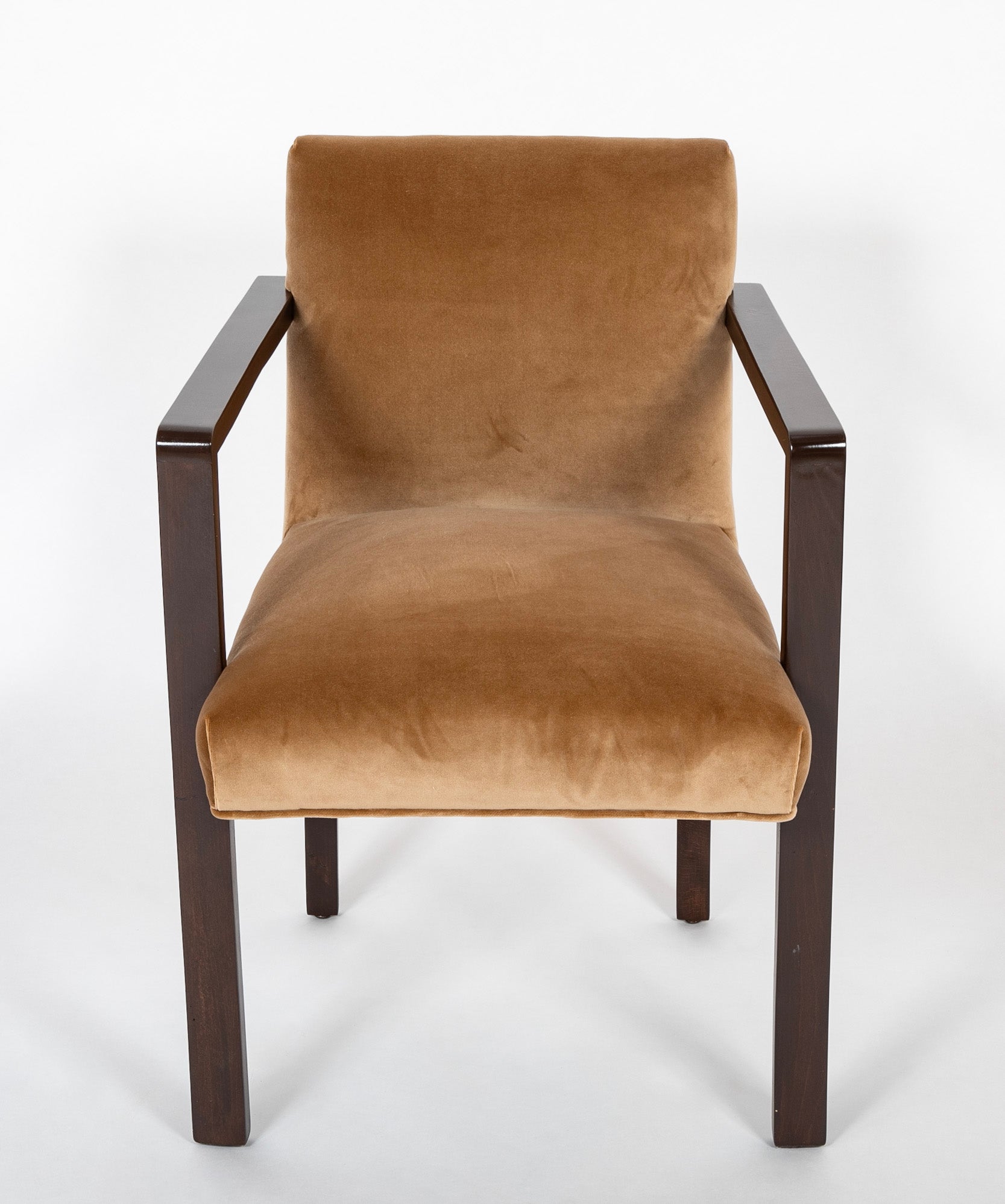 A Pair of 1940's French Armchairs in Tan Velvet
