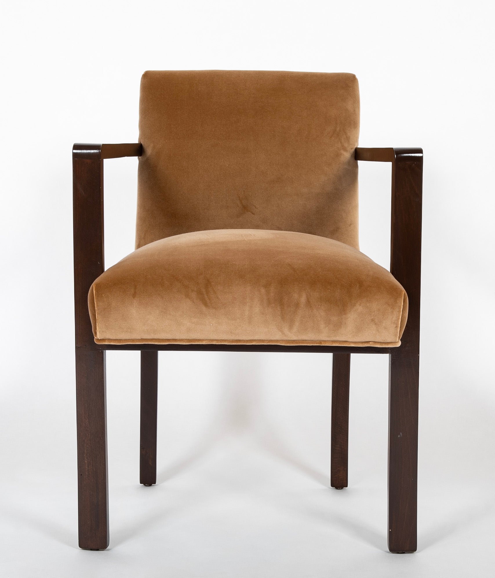 A Pair of 1940's French Armchairs in Tan Velvet