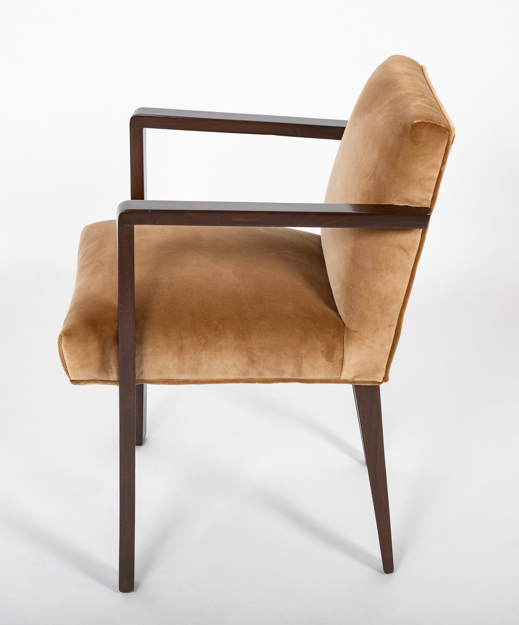 A Pair of 1940's French Armchairs in Tan Velvet