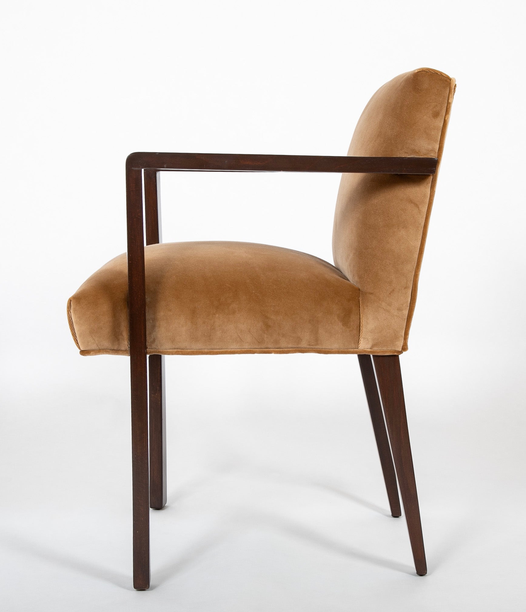 A Pair of 1940's French Armchairs in Tan Velvet