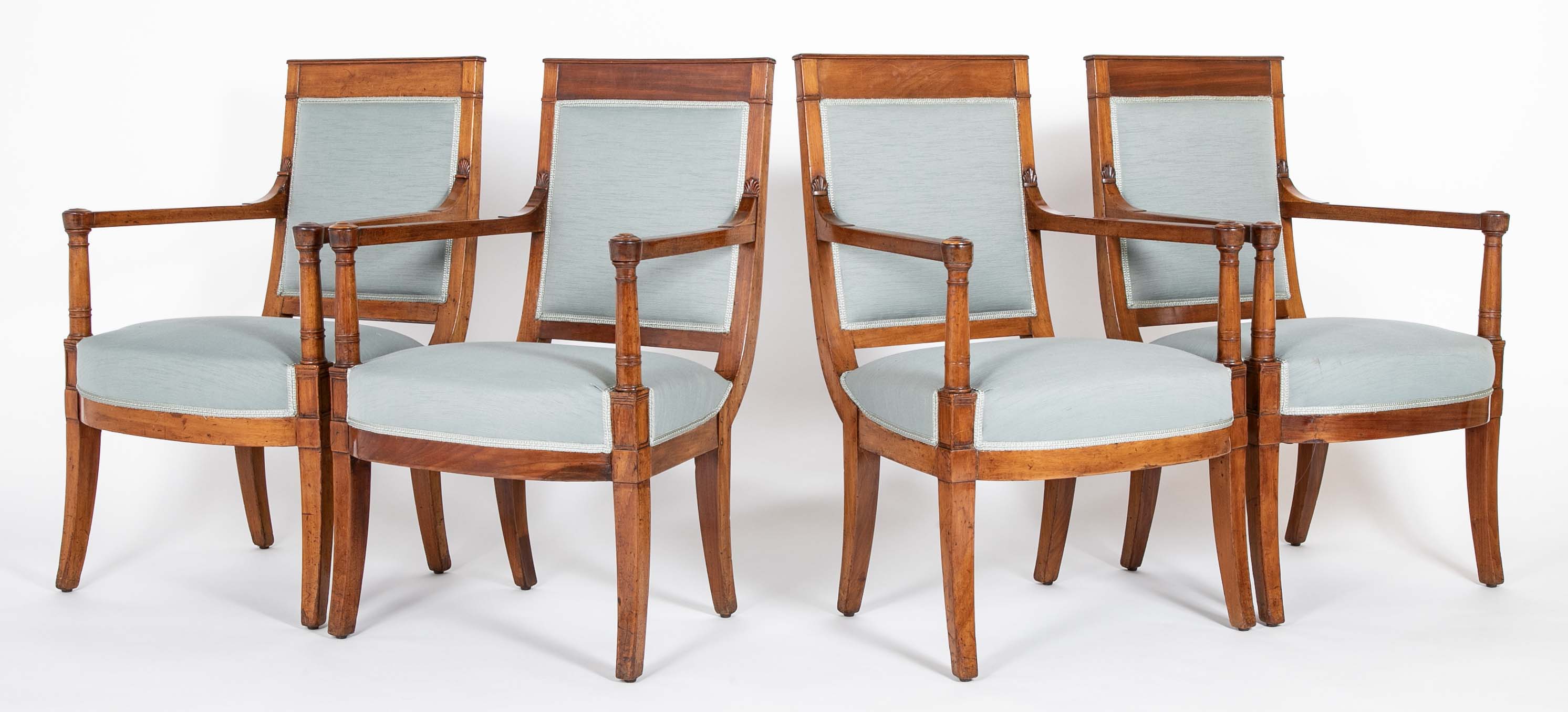 Suite of Four French Empire Mahogany Armchairs