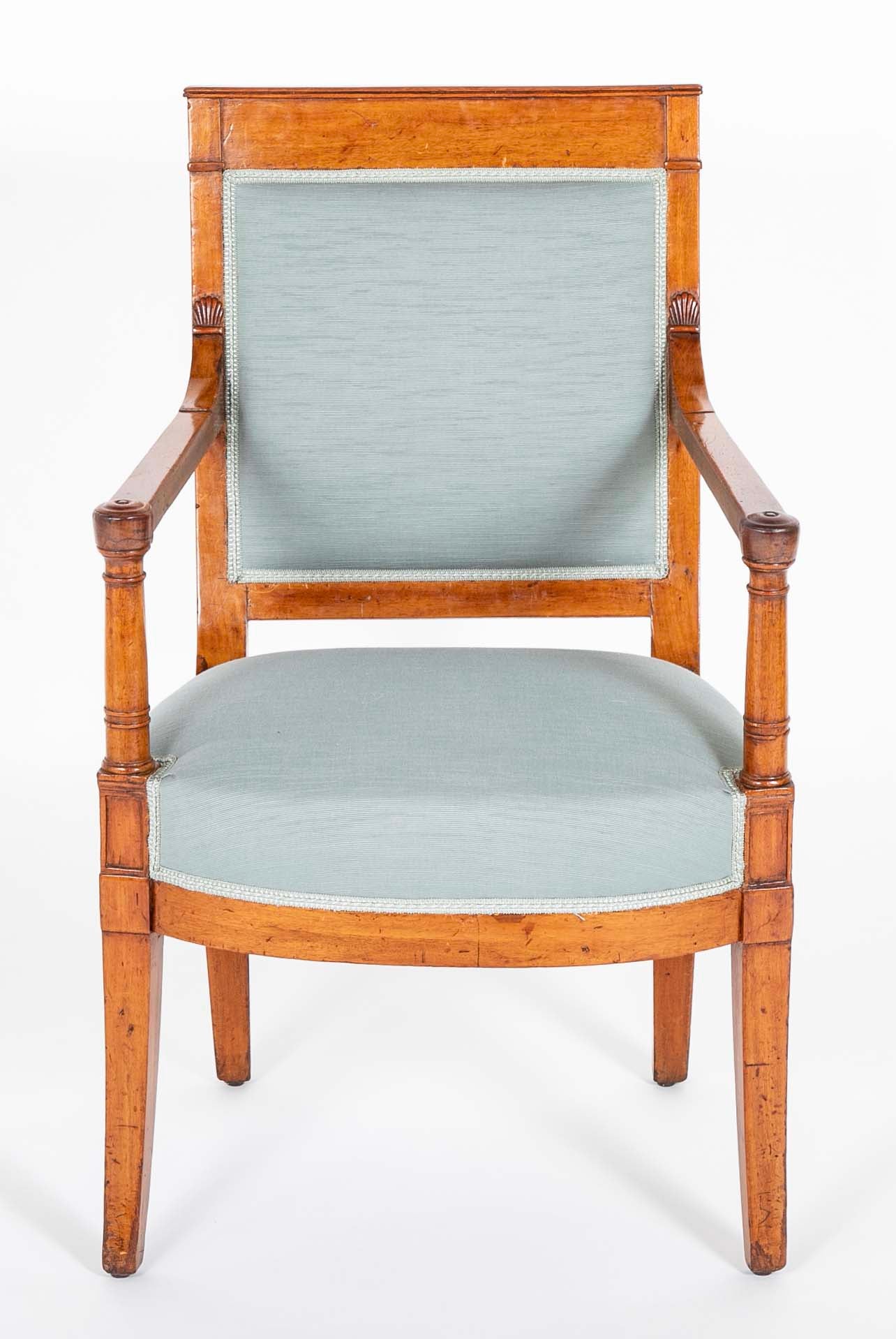 Suite of Four French Empire Mahogany Armchairs
