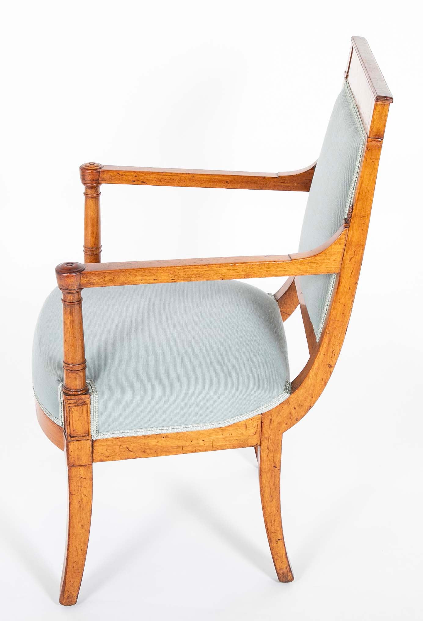 Suite of Four French Empire Mahogany Armchairs