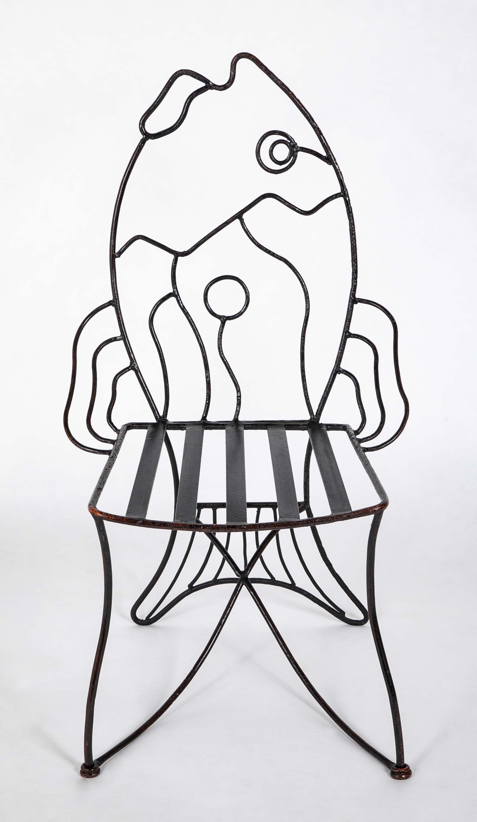 Pair of Black Painted Iron Chairs After John B. Salterini