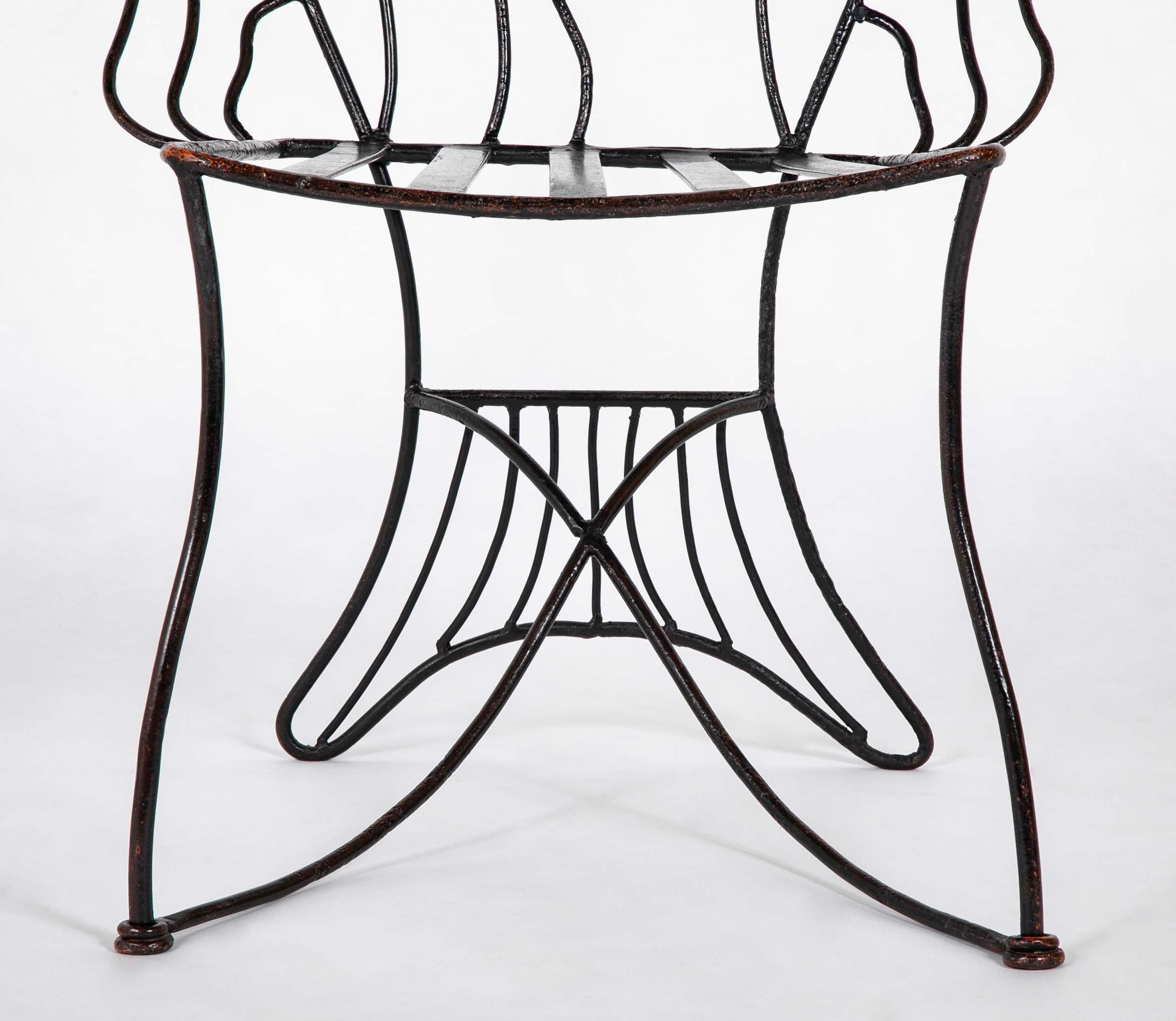 Pair of Black Painted Iron Chairs After John B. Salterini