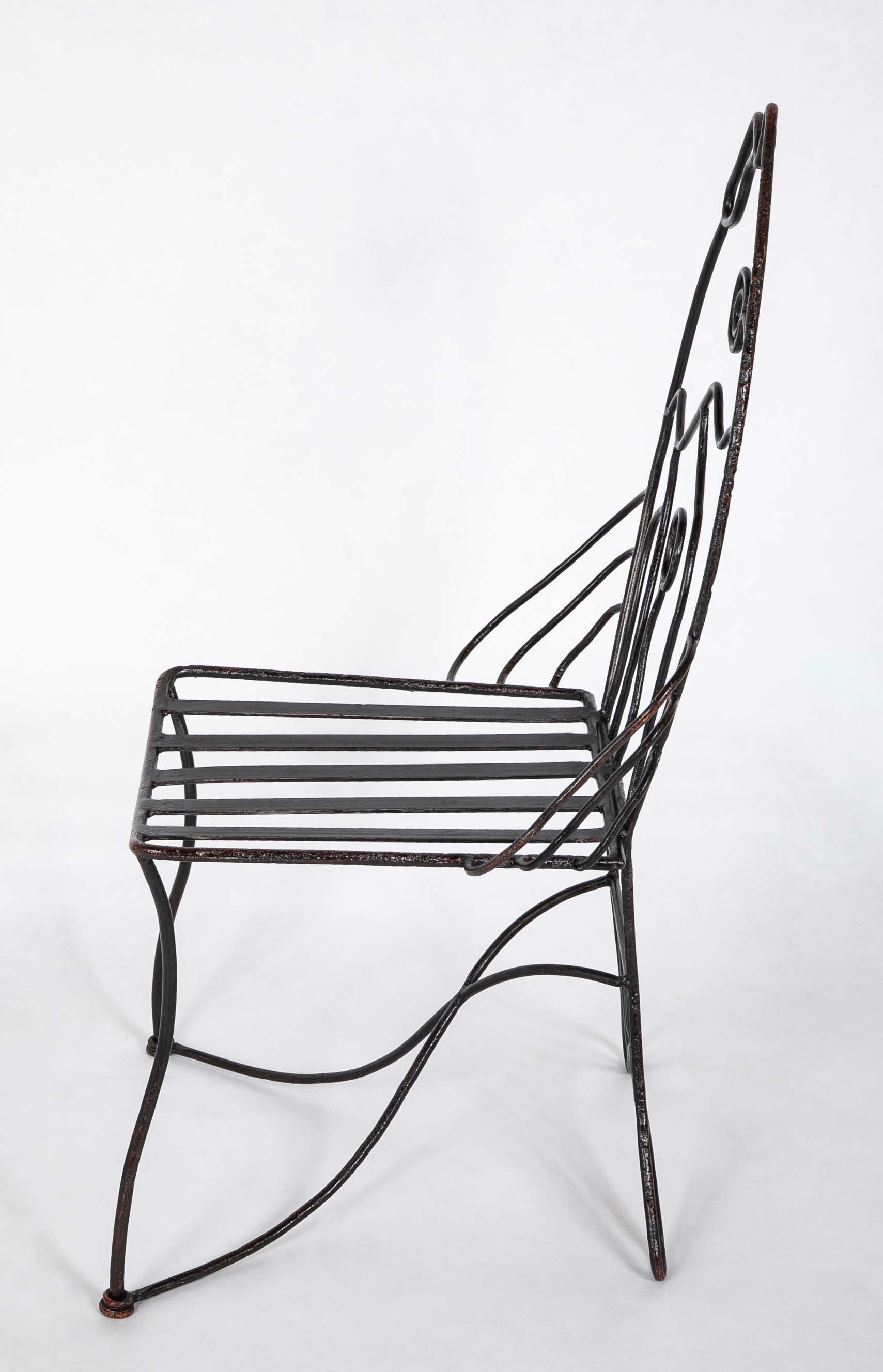 Pair of Black Painted Iron Chairs After John B. Salterini