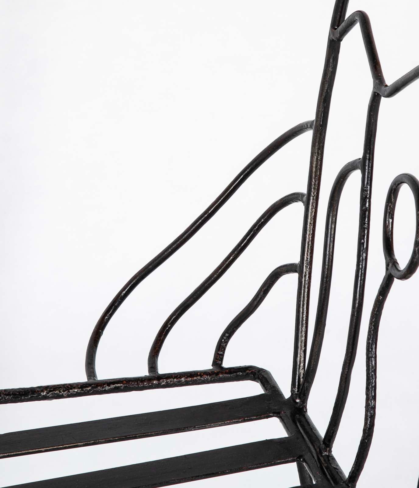 Pair of Black Painted Iron Chairs After John B. Salterini
