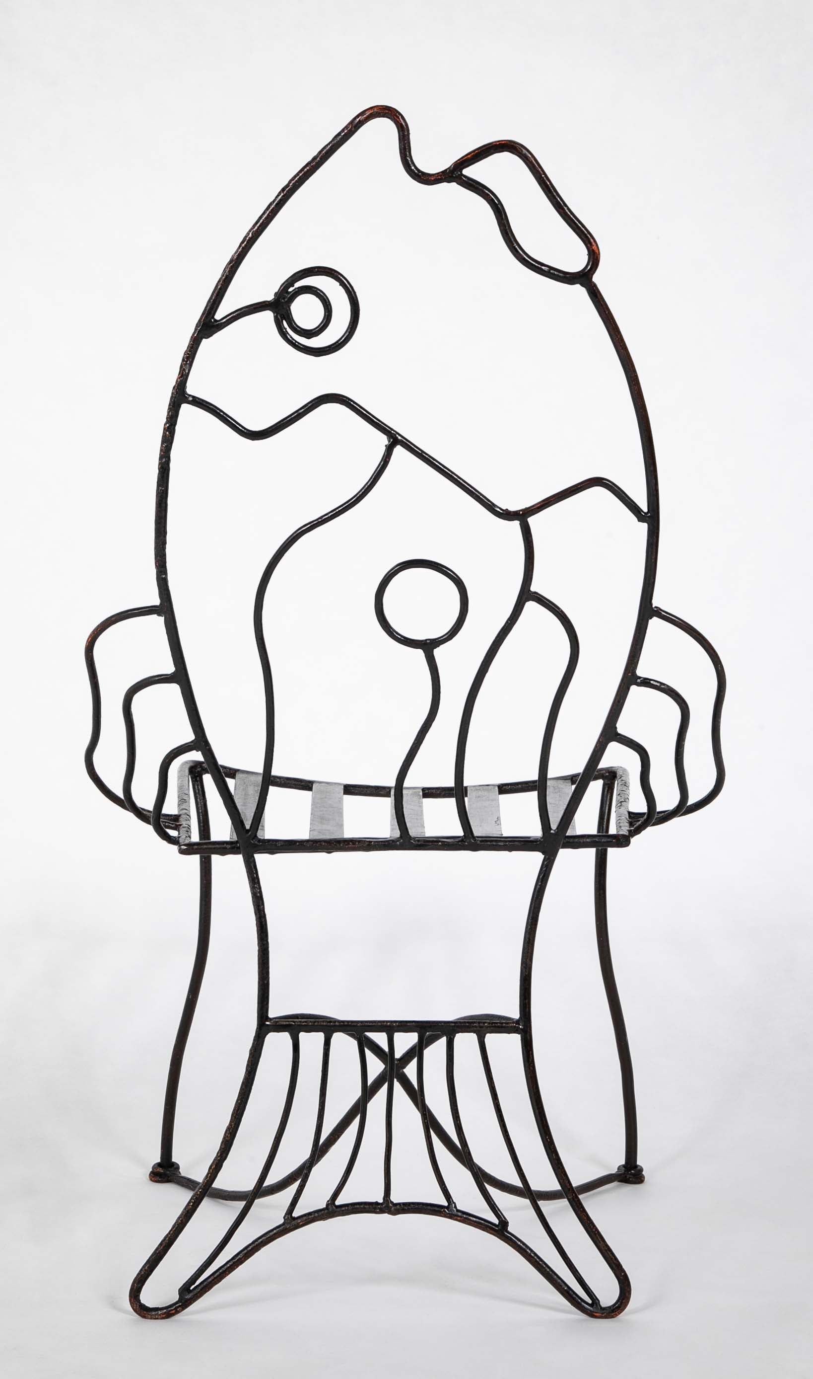 Pair of Black Painted Iron Chairs After John B. Salterini