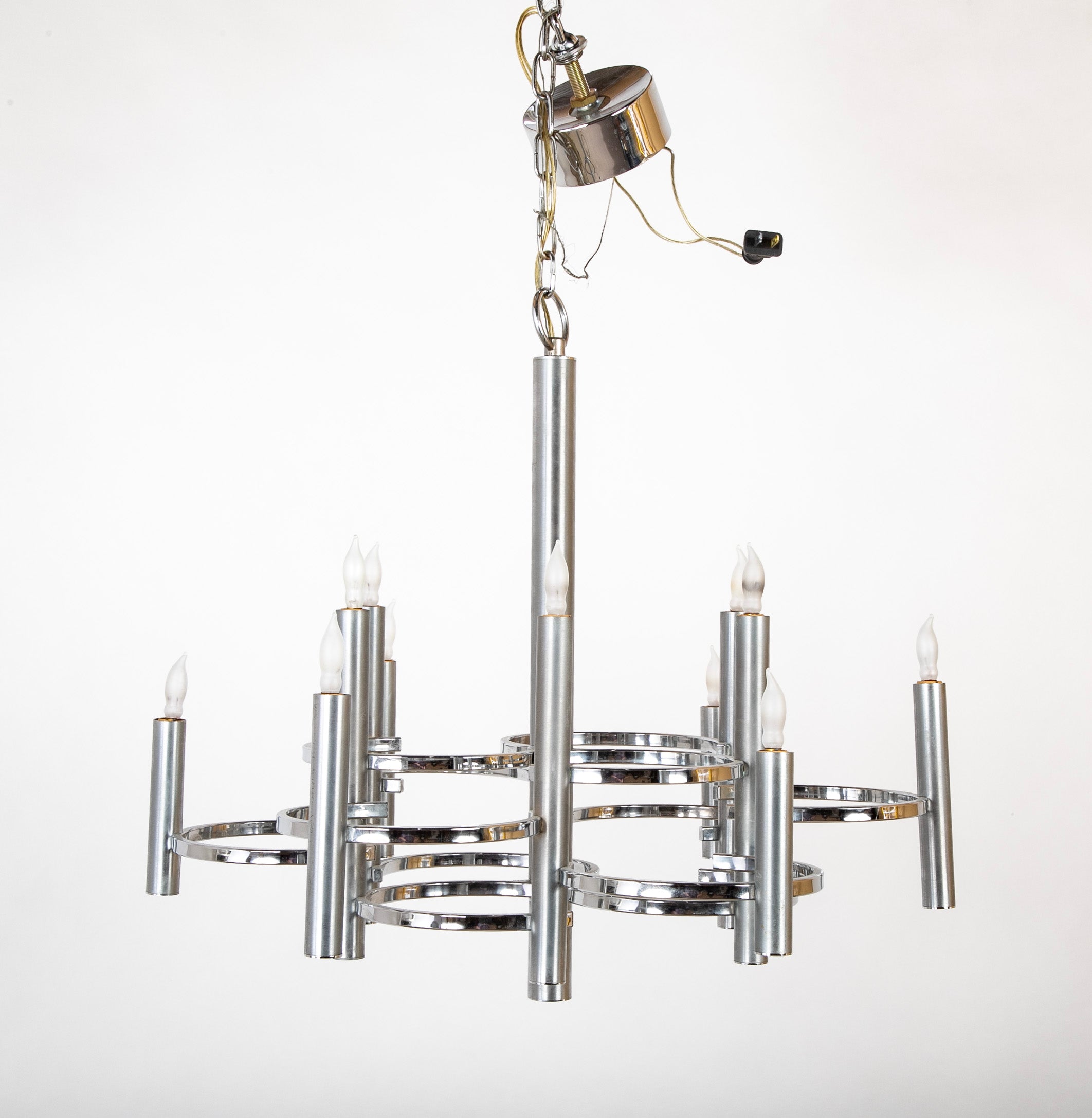 Gaetano Sciolari 12 Arm Chrome Chandelier