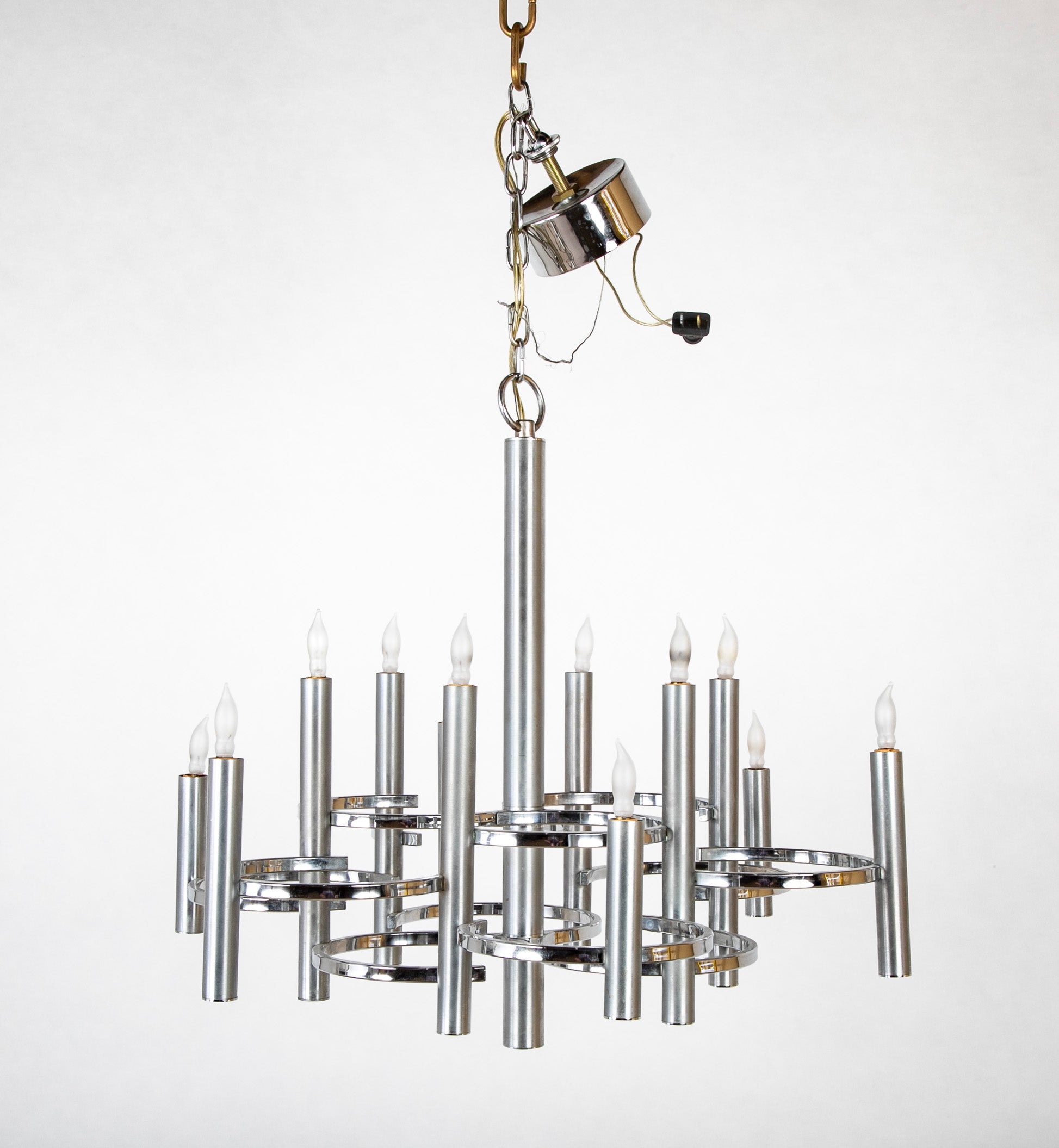 Gaetano Sciolari 12 Arm Chrome Chandelier