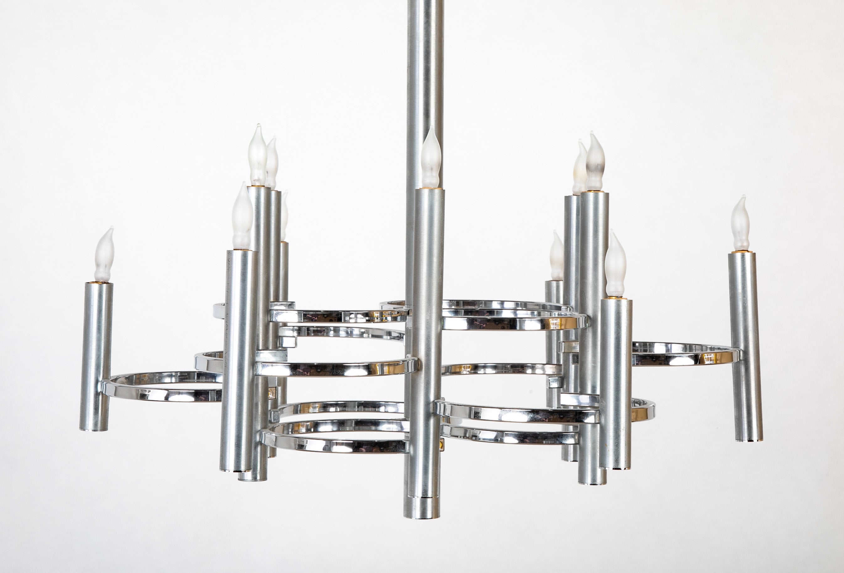 Gaetano Sciolari 12 Arm Chrome Chandelier
