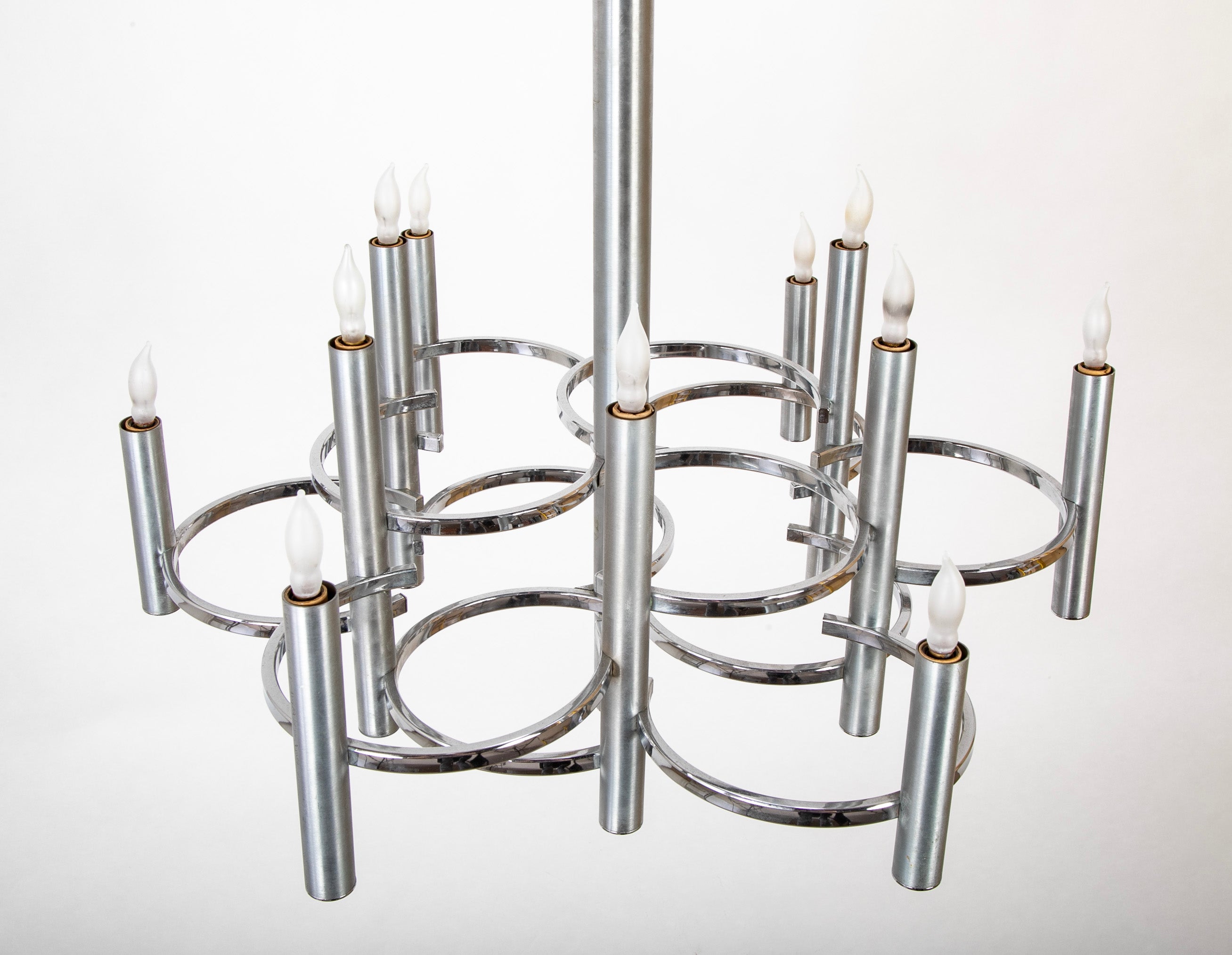 Gaetano Sciolari 12 Arm Chrome Chandelier