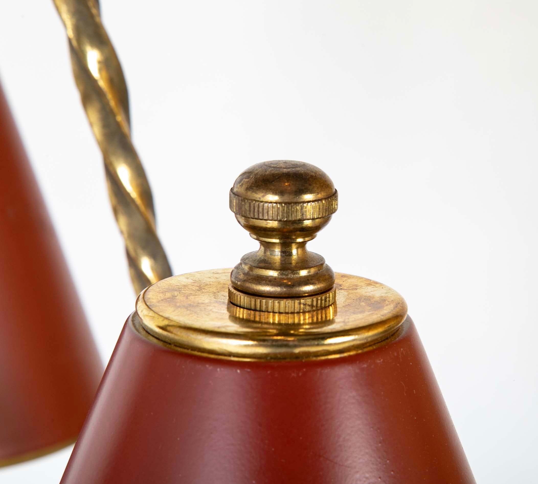 Mid-Century French Tole and Brass Chandelier