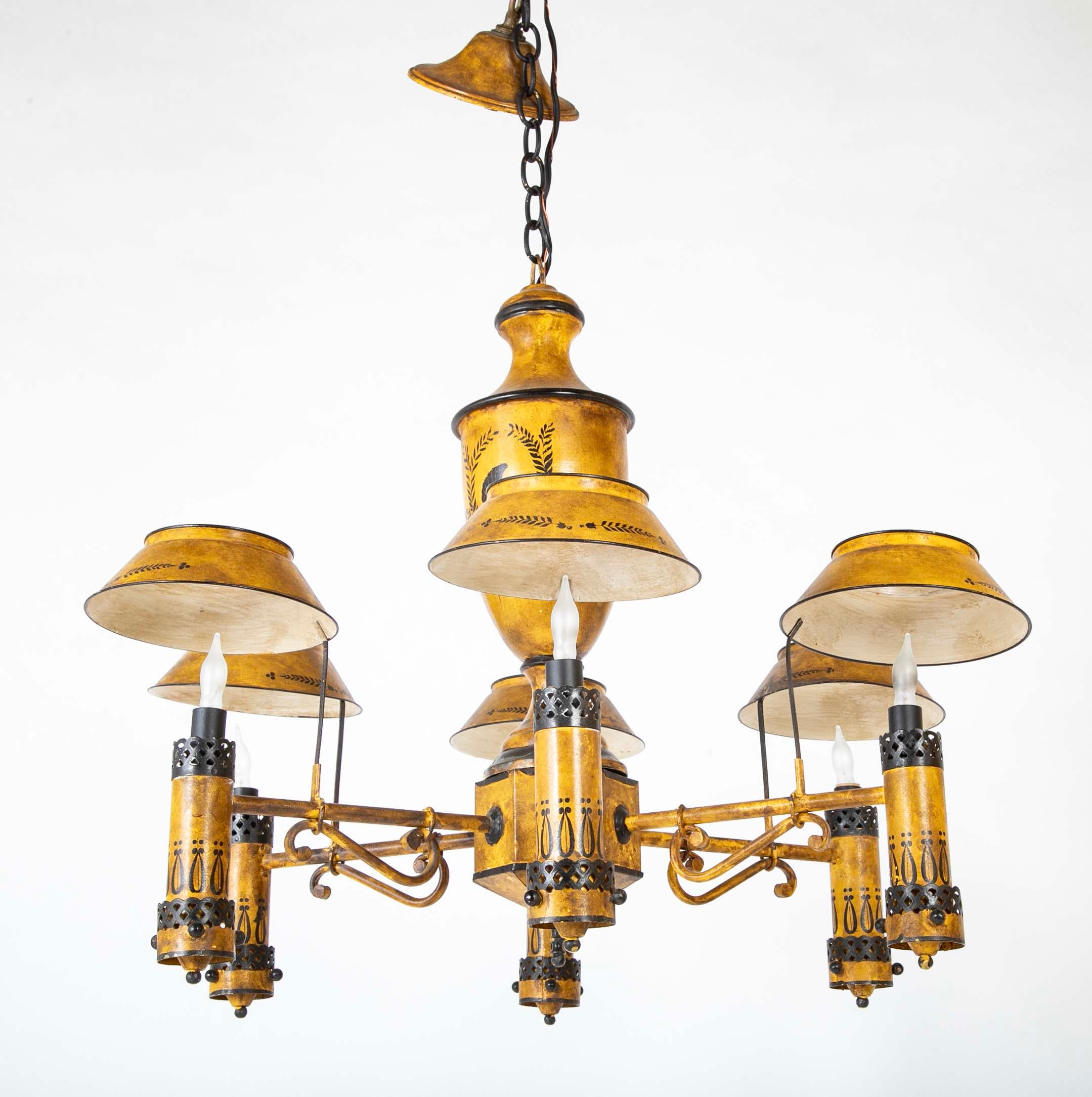 Charming Five Light French Tole Chandelier