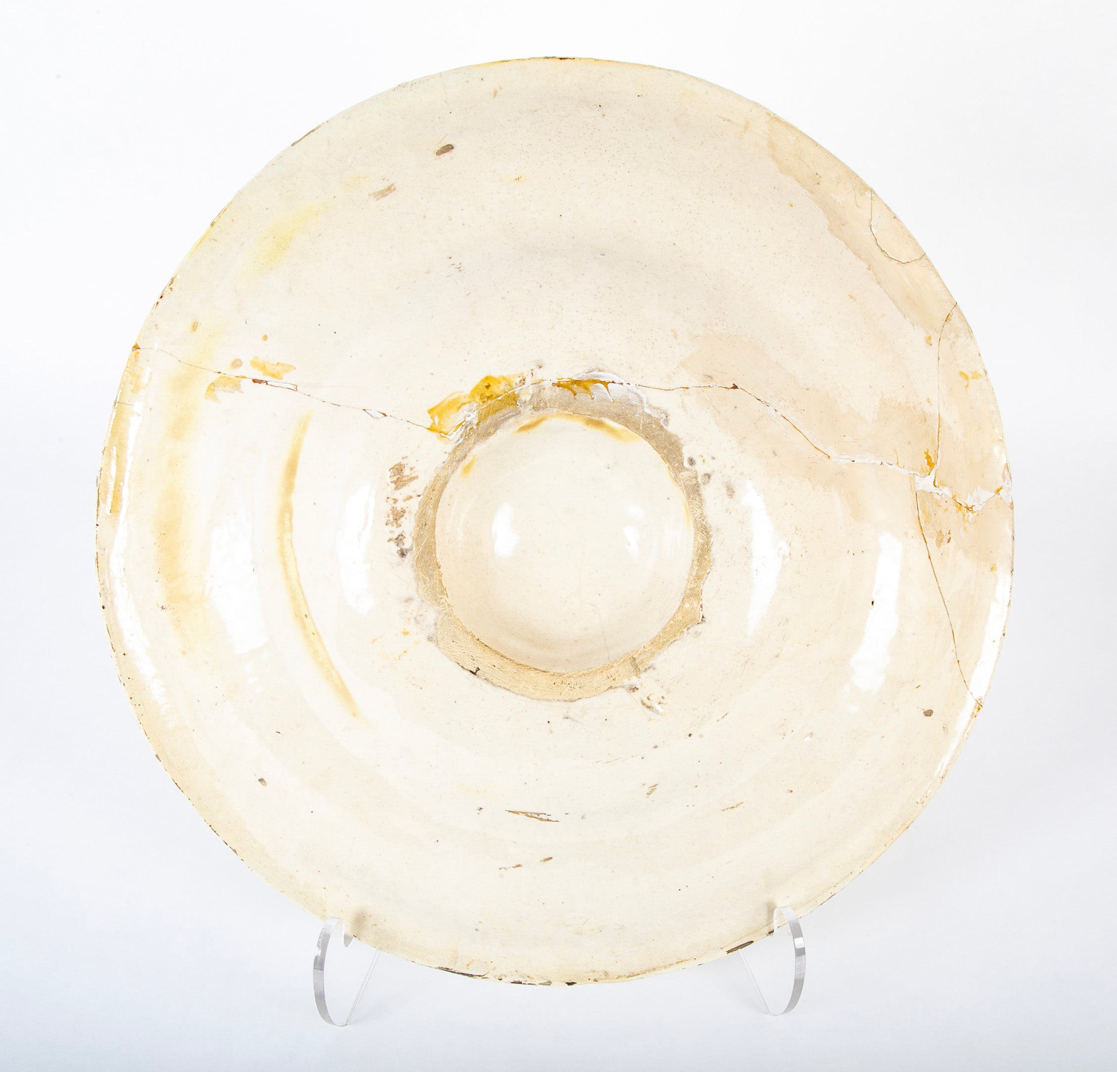 A 19th Century Hispano - Moresque Yellow Charger with Faint Lustre Glaze