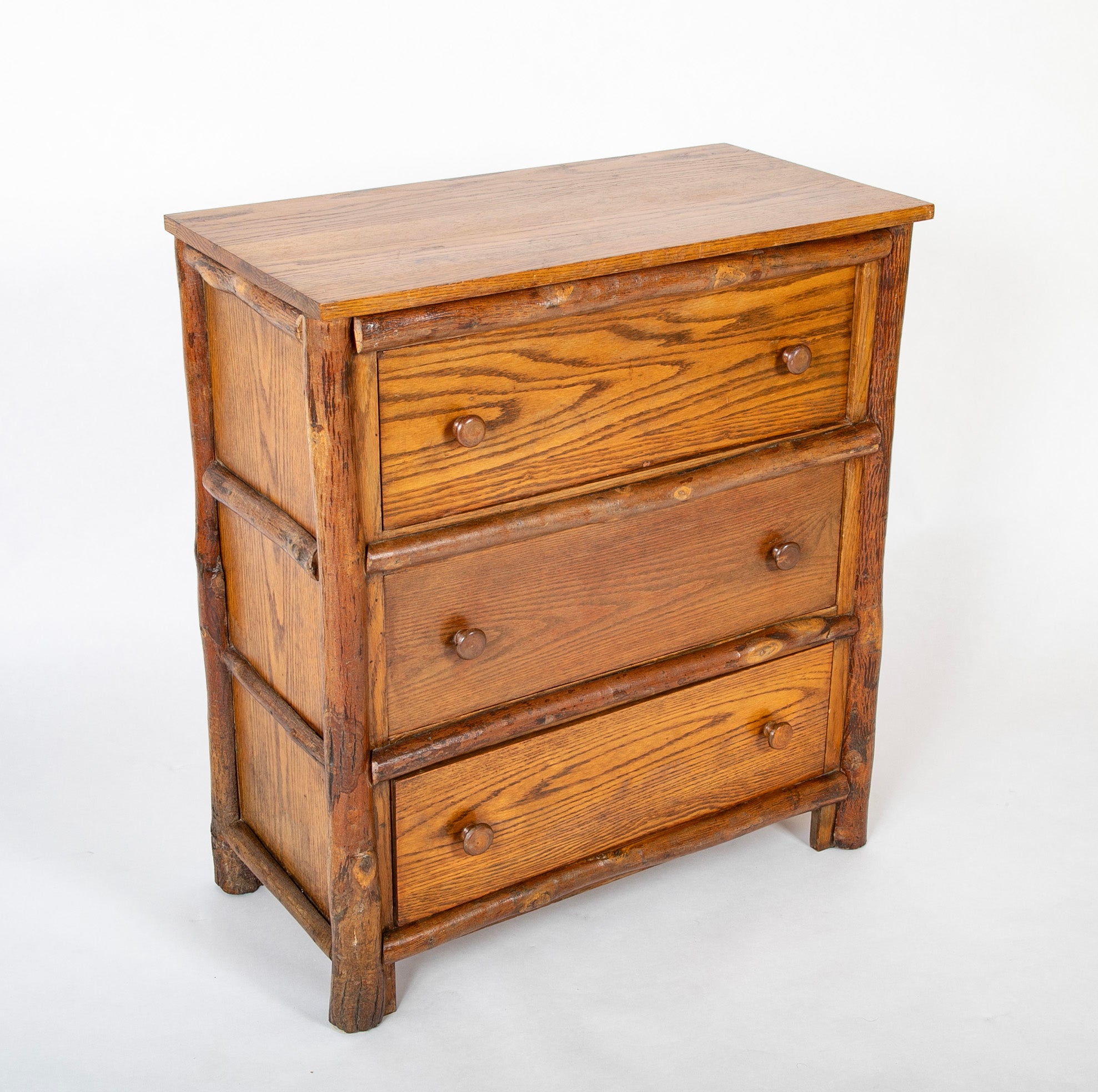 A Three Drawer Hand Crafted Oak Chest by Old Hickory Furniture