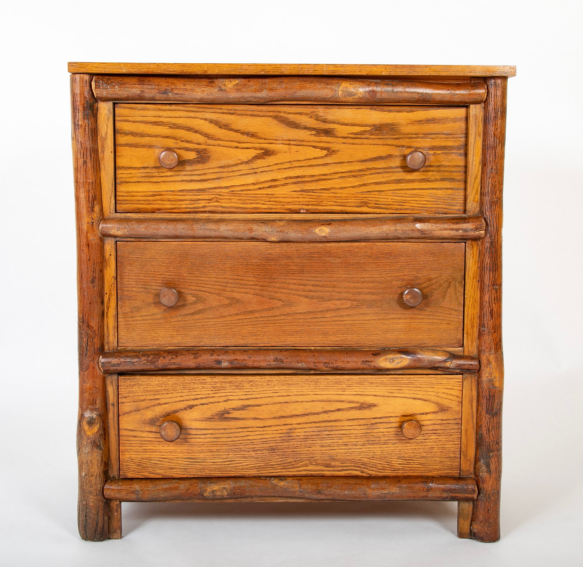 A Three Drawer Hand Crafted Oak Chest by Old Hickory Furniture