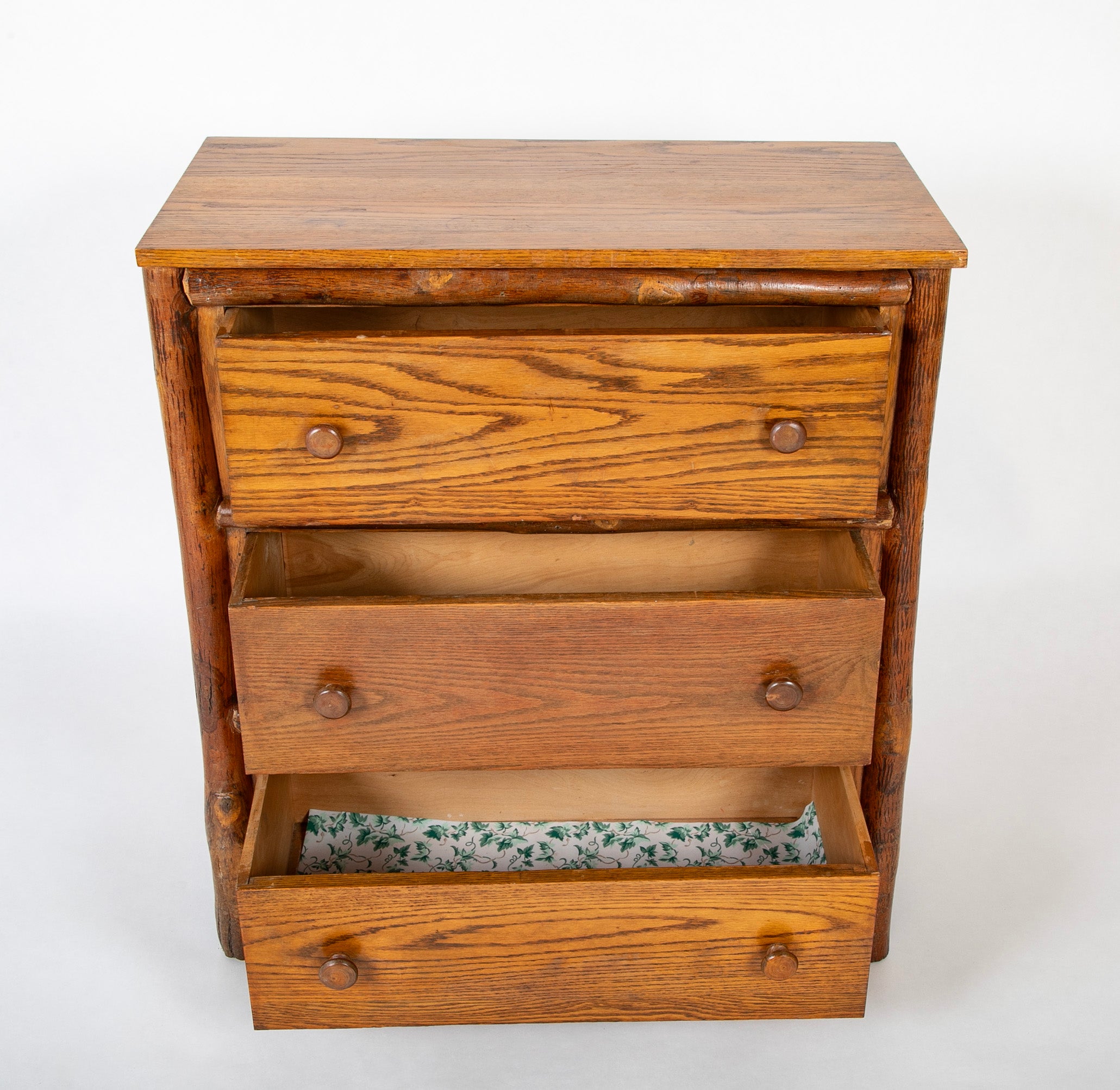 A Three Drawer Hand Crafted Oak Chest by Old Hickory Furniture