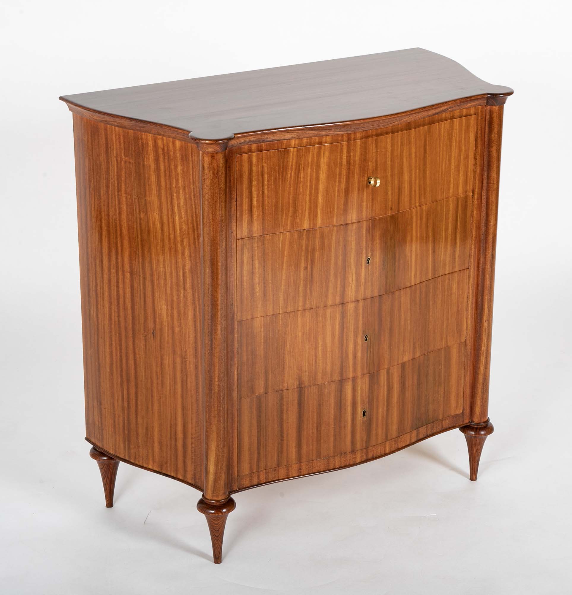 L. Jehan, France Four Drawer Chest with Matched Grain in Teak