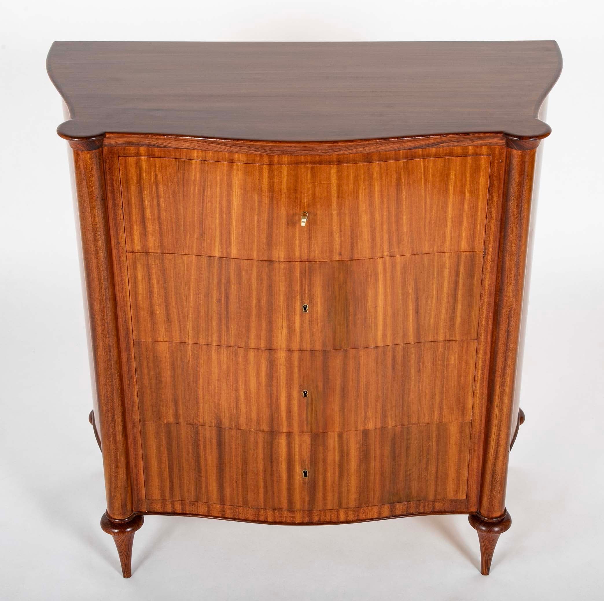 L. Jehan, France Four Drawer Chest with Matched Grain in Teak