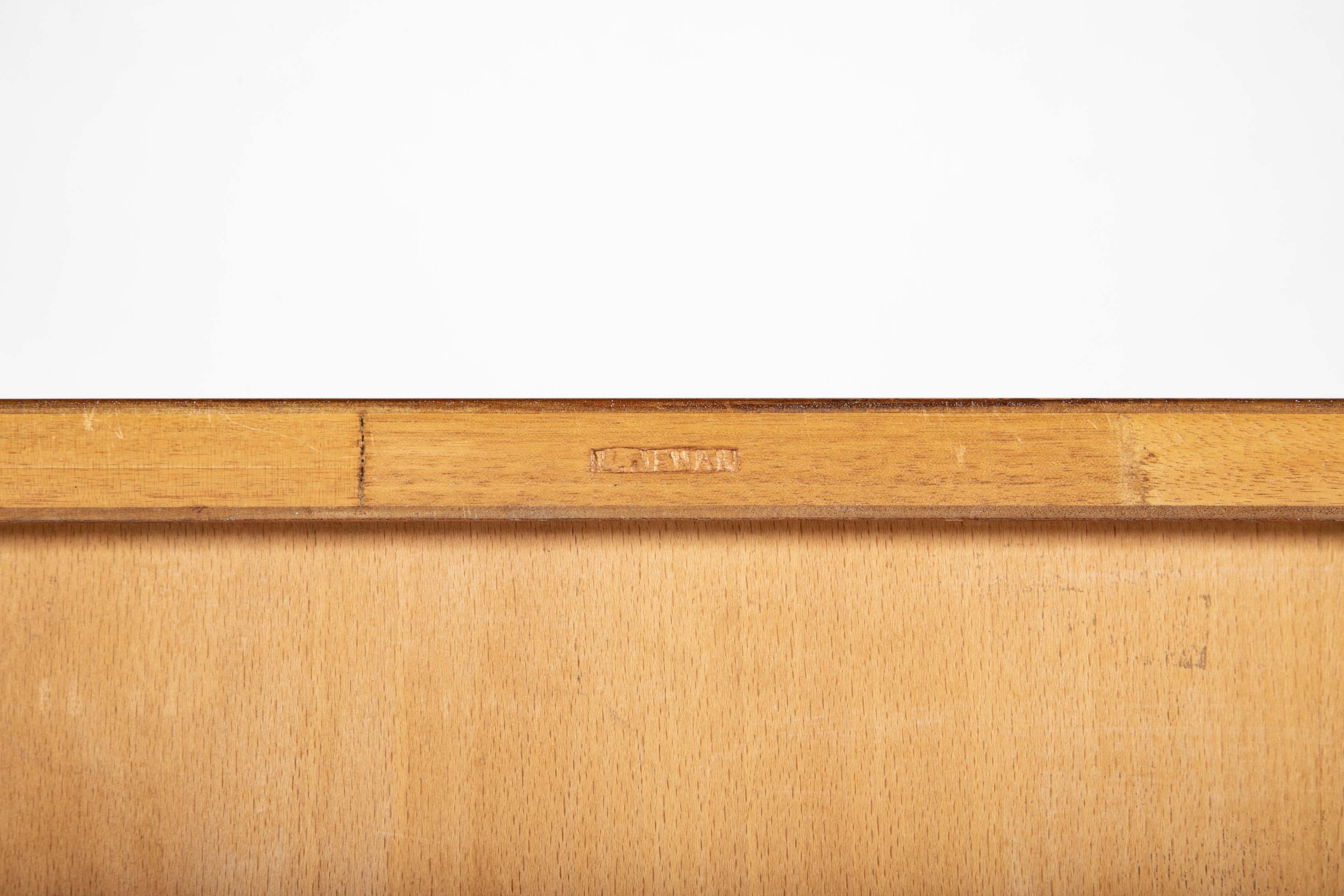 L. Jehan, France Four Drawer Chest with Matched Grain in Teak