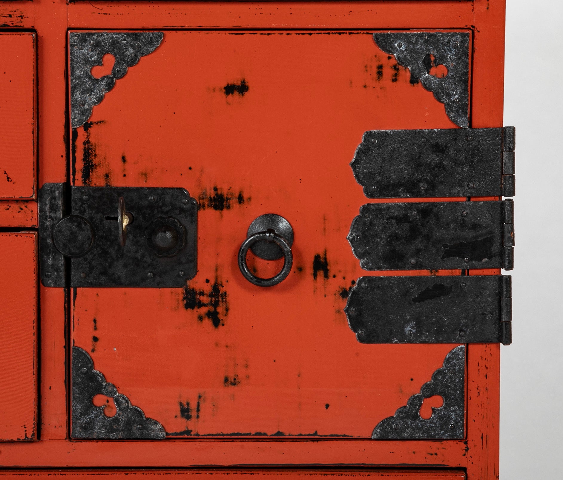 Japanese Red Lacquered "Choba Dansu" - Merchant's Storage Chest
