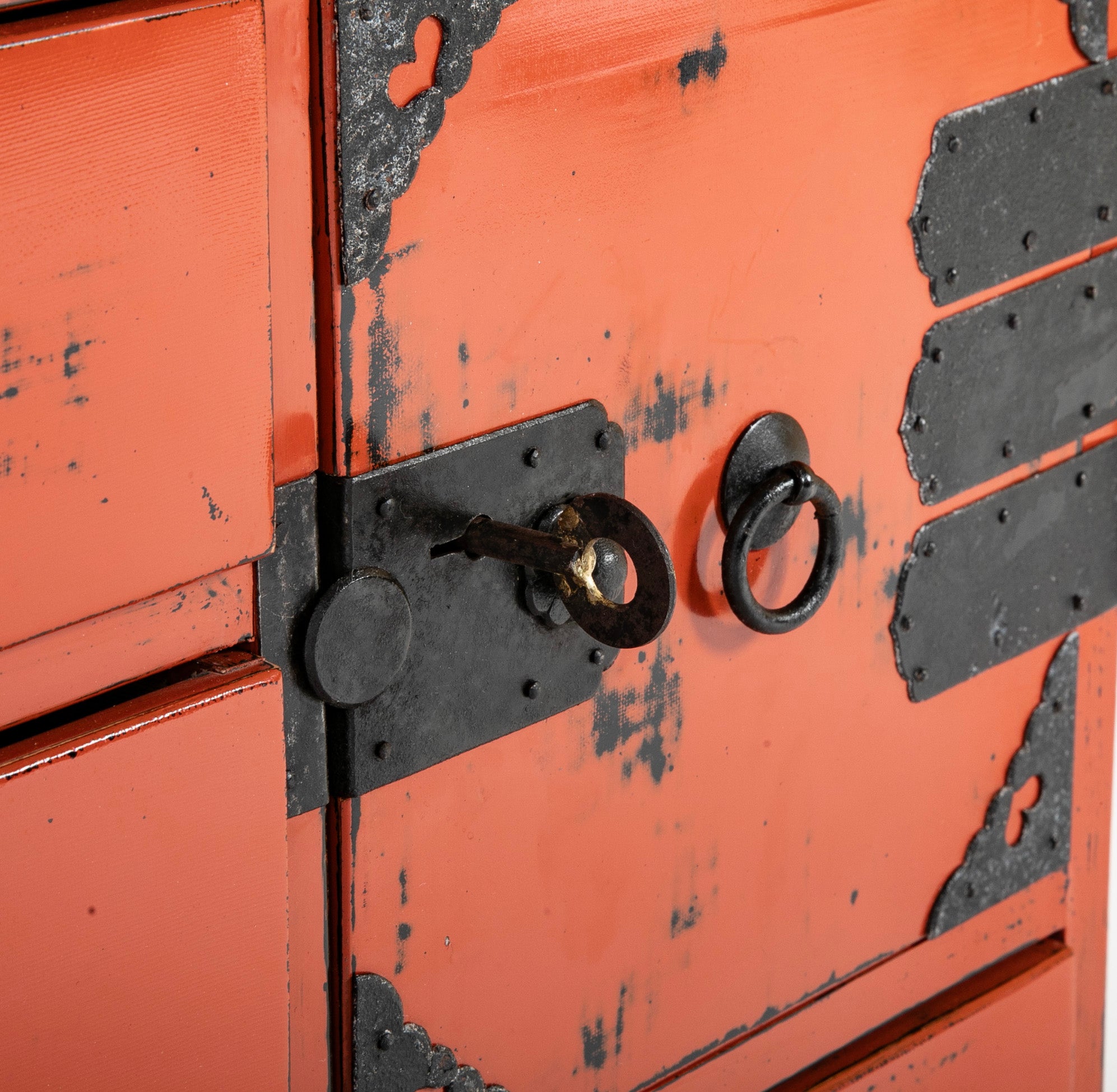 Japanese Red Lacquered "Choba Dansu" - Merchant's Storage Chest