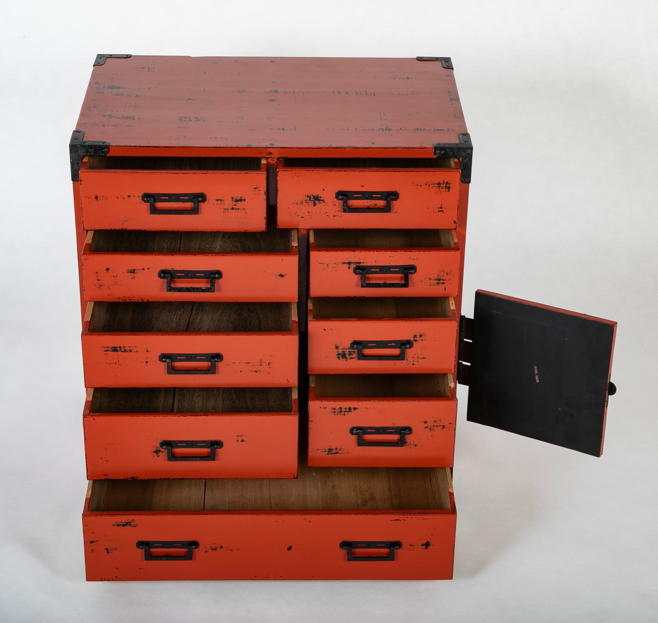 Japanese Red Lacquered "Choba Dansu" - Merchant's Storage Chest