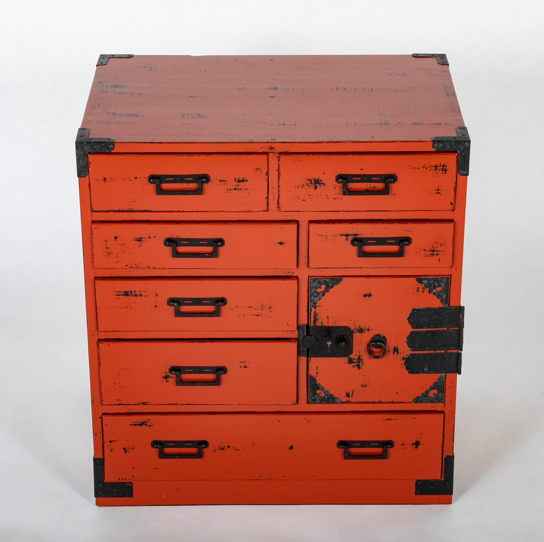 Japanese Red Lacquered "Choba Dansu" - Merchant's Storage Chest